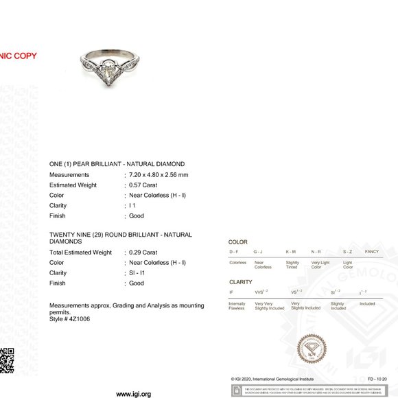 Diamond Infinity Engagement Ring Split Shank 0.86 Ct Natural Pear White 14K Gold - Picture 3 of 9